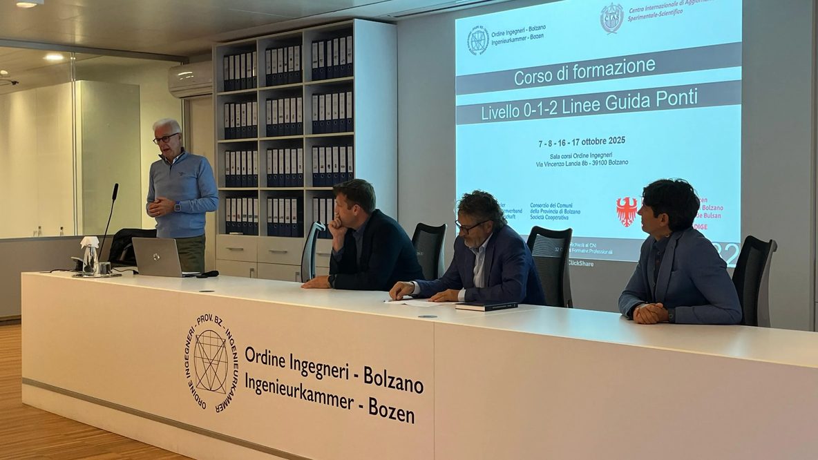 Corso di formazione Livello 0-1-2 Linee Guida Ponti nella sede dell'Ordine degli Ingegneri di Bolzano